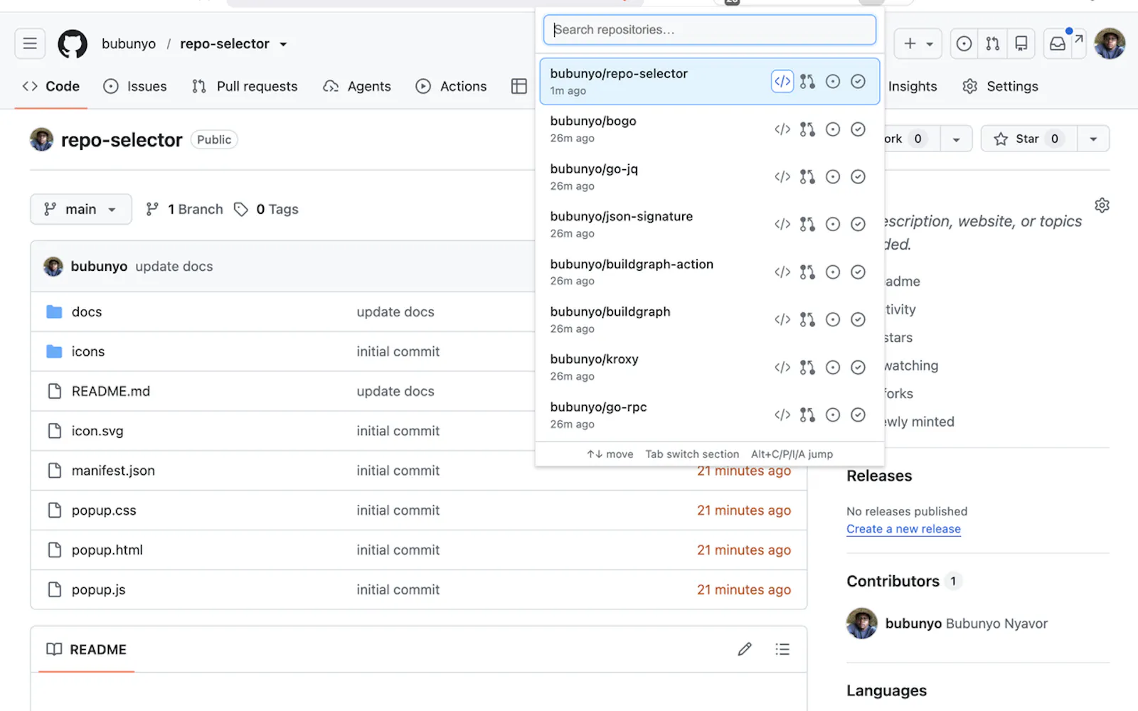 Recent Github Repos screenshot 2