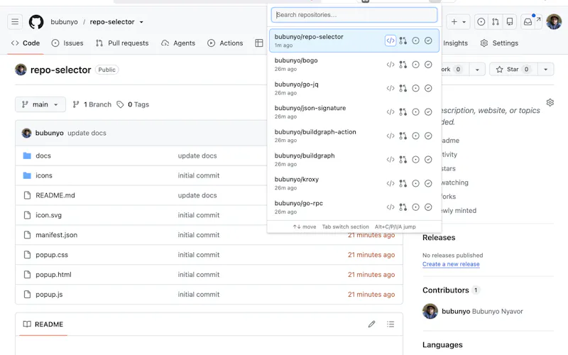 Recent Github Repos screenshot 2