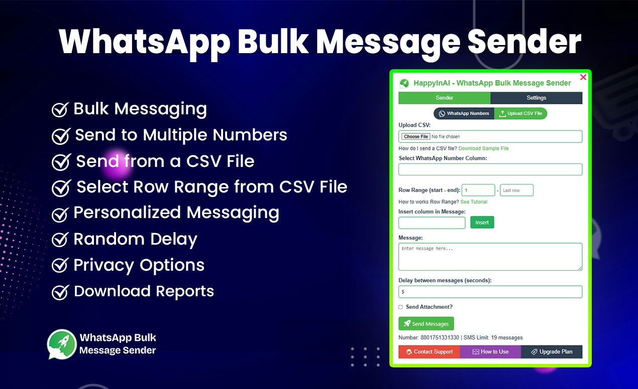 Happyinai - ผู้ส่งข้อความจำนวนมาก whatsapp - ส่งข้อความ whatsapp จำนวนมากได้อย่างง่ายดาย! media 3
