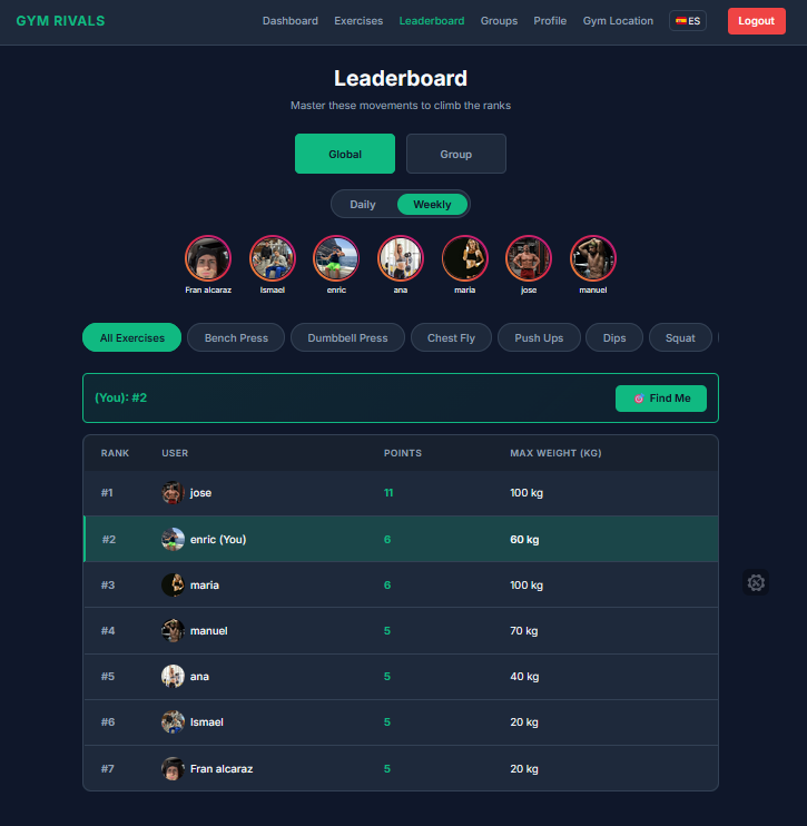 Gym Rivals - Screenshot 3 showing product features and functionality