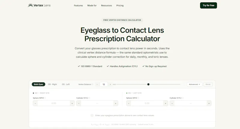 VertexLensCalc. - Eye Prescription screenshot 1