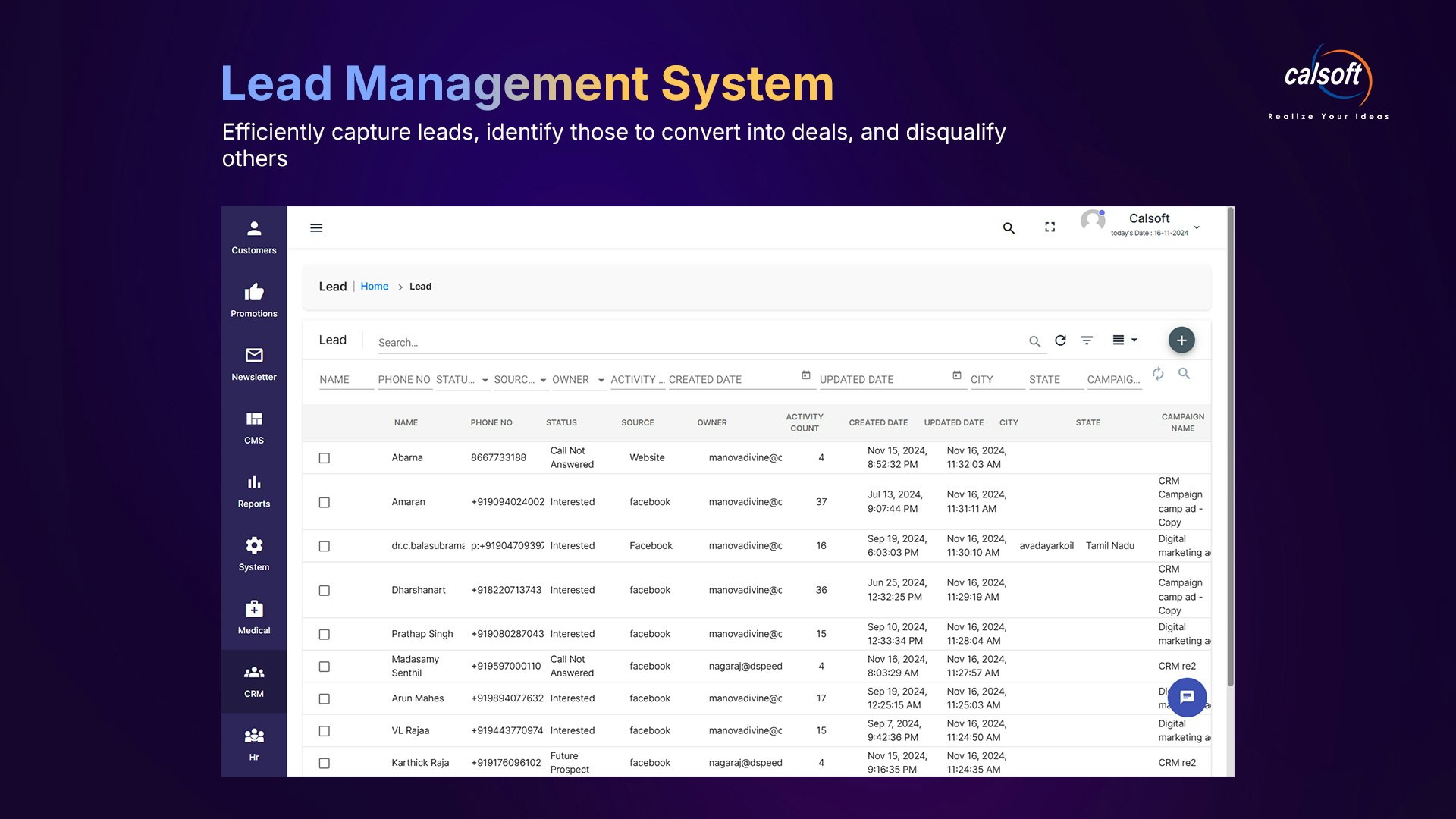 وسائط Calsoft CRM - تسريع النمو مع حل CRM على مستوى المؤسسة 7