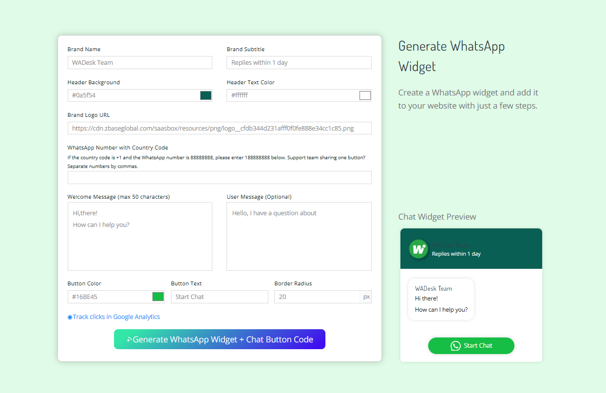 WhatsApp Widget Generator gallery image