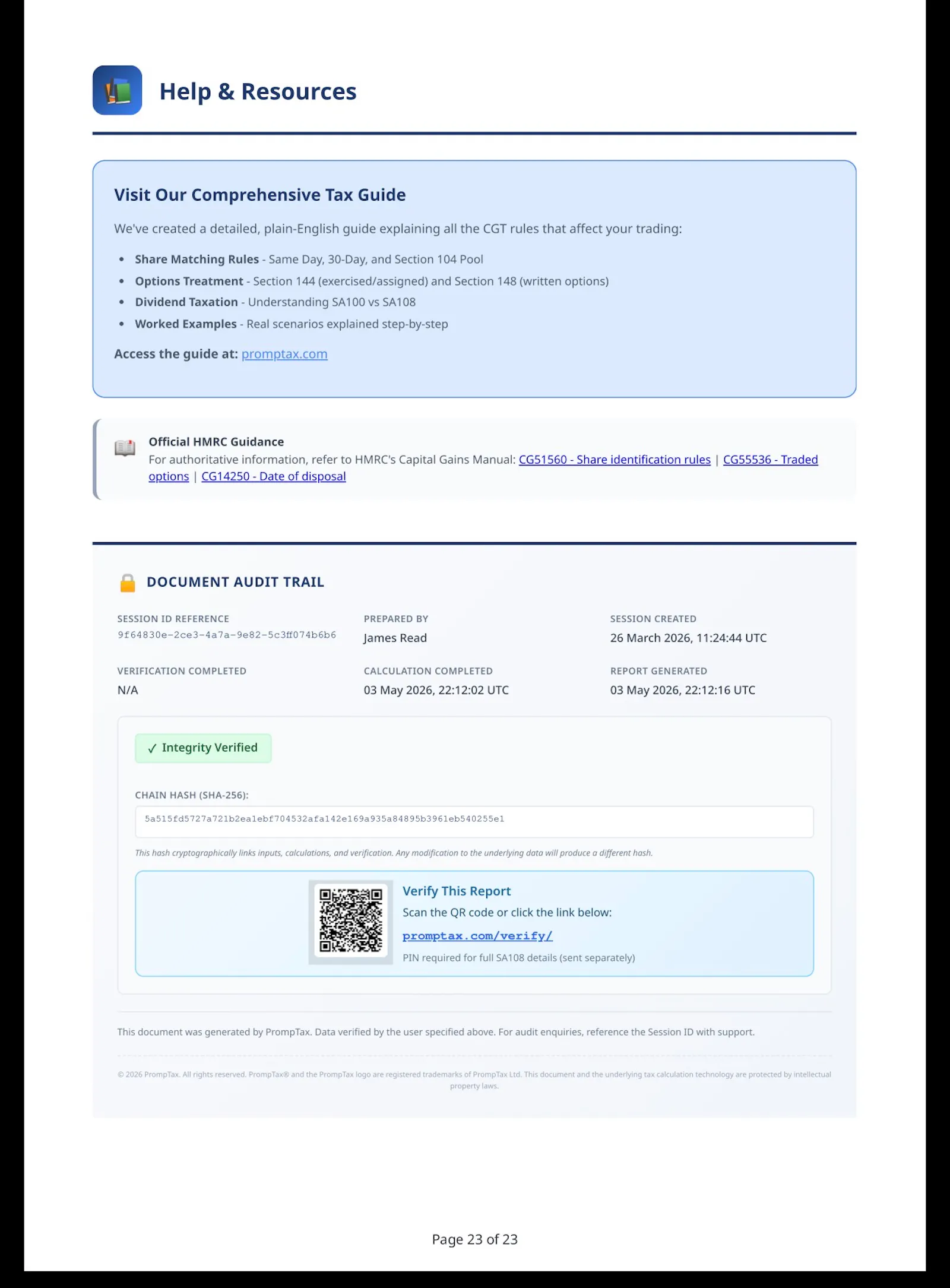 PrompTax - Stocks and Options CGT tool screenshot 5