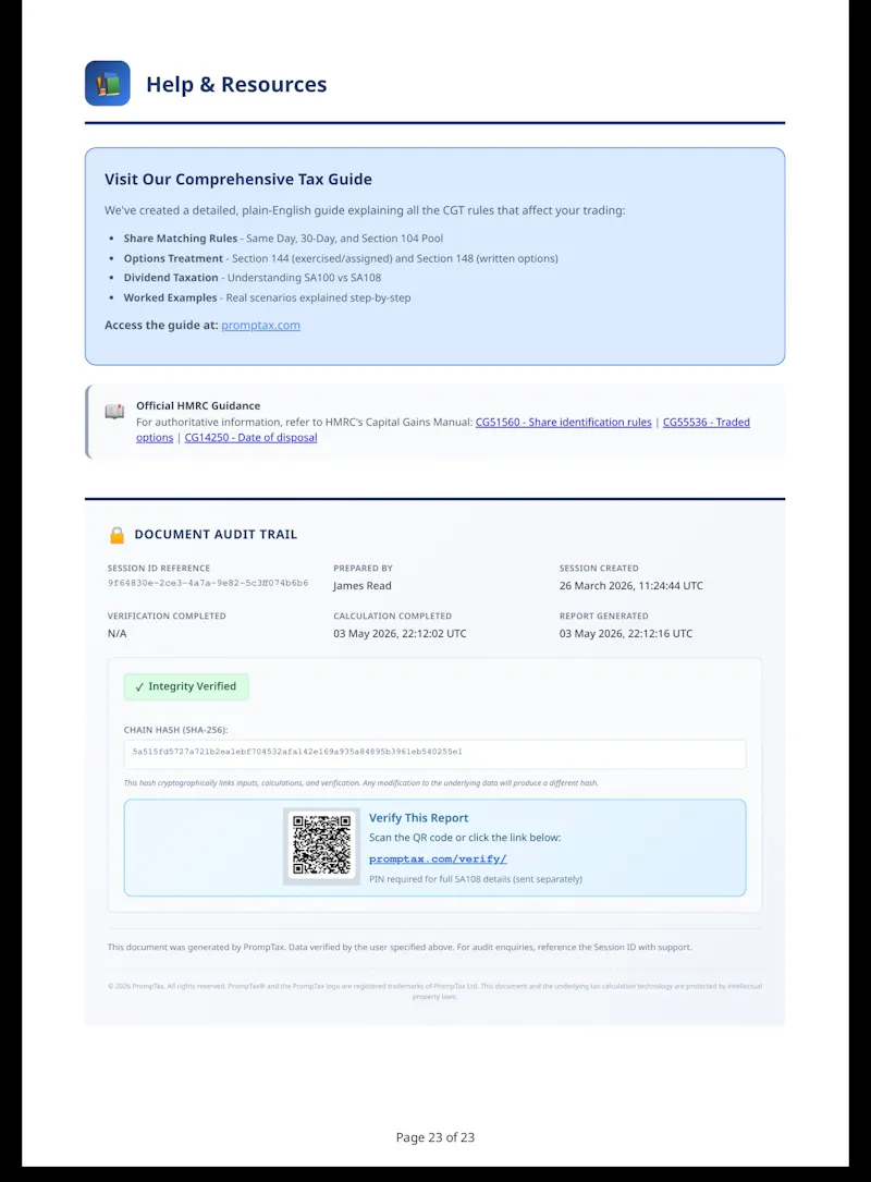 PrompTax - Stocks and Options CGT tool screenshot 5