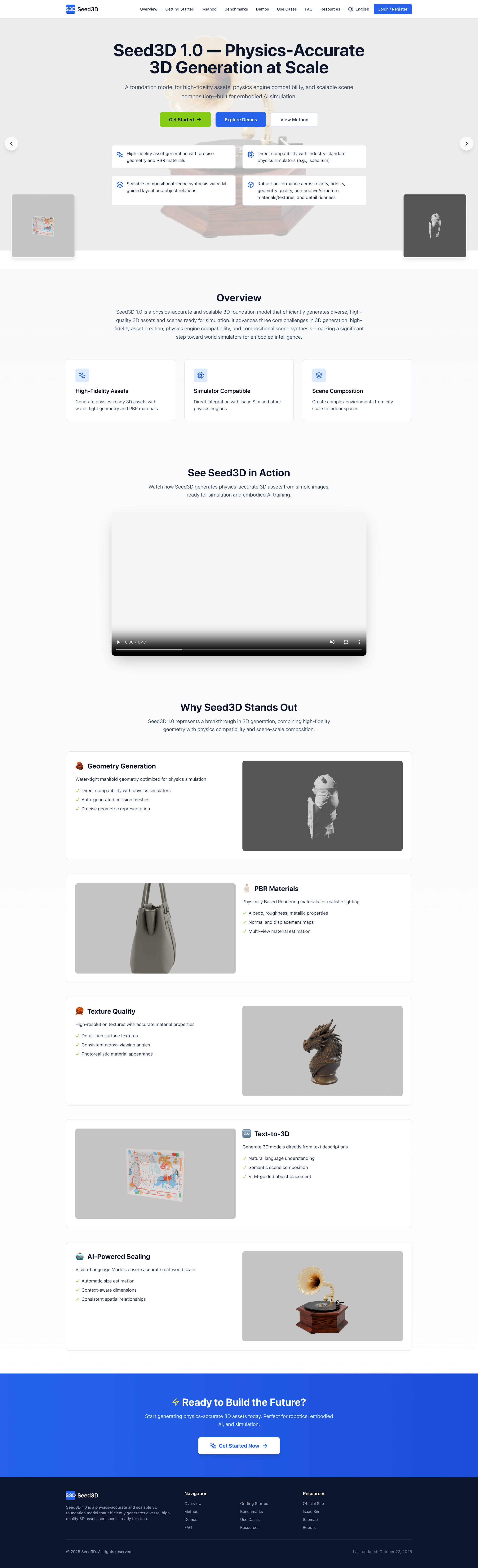 Seed3D 1.0 Physics 3D Generation Site gallery image