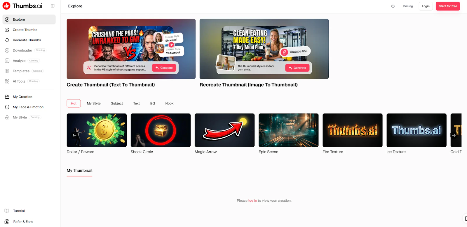 Thumbs.ai screenshot 2