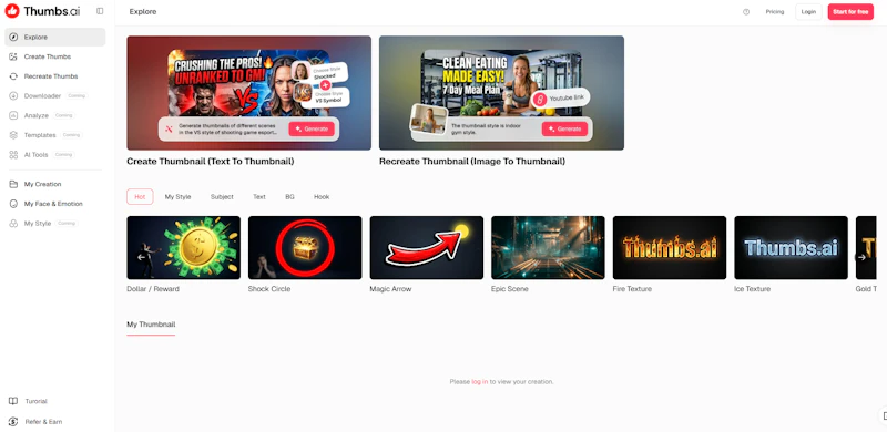 Thumbs.ai screenshot 2