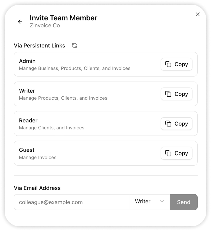 Zinvoice - Screenshot 2 showing product features and functionality