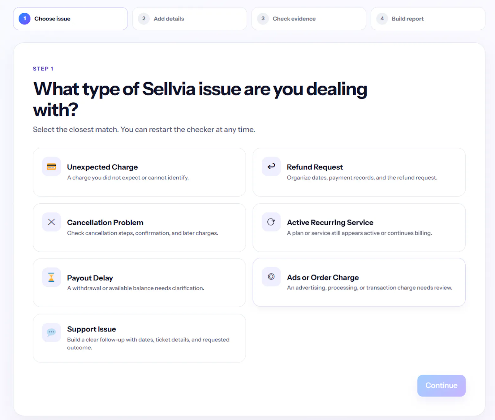 Sellvia Account Issue Checker screenshot 2