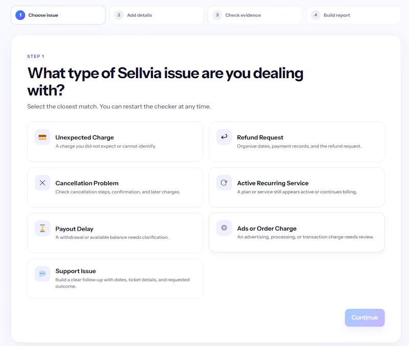 Sellvia Account Issue Checker screenshot 2