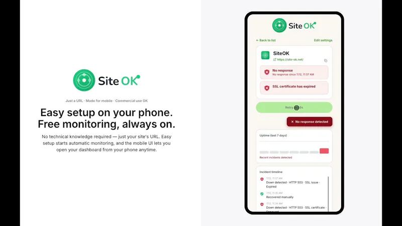 SiteOK screenshot 1 (video preview)