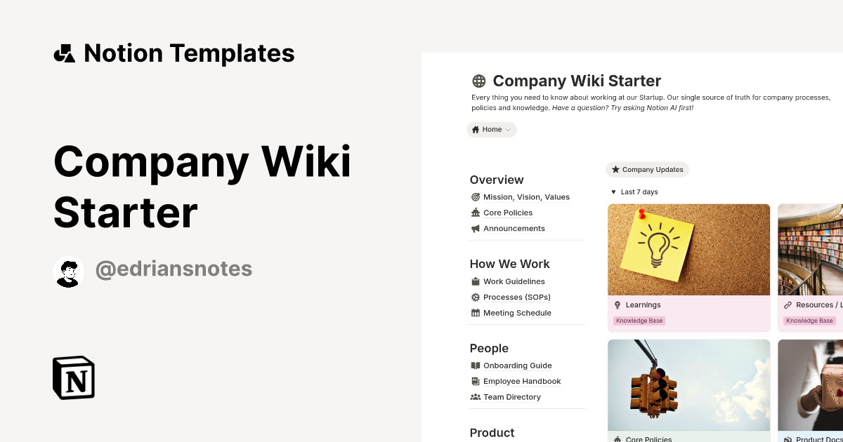 Company Wiki Notion Template gallery image