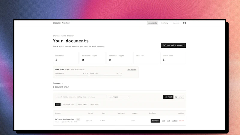 Resume Tracked screenshot 4