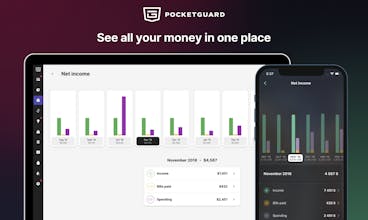 واجهة تطبيق PocketGuard تعرض نظرة موحدة للأصول المالية.
