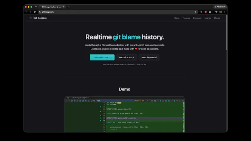 Git Lineage screenshot 1 (video preview)