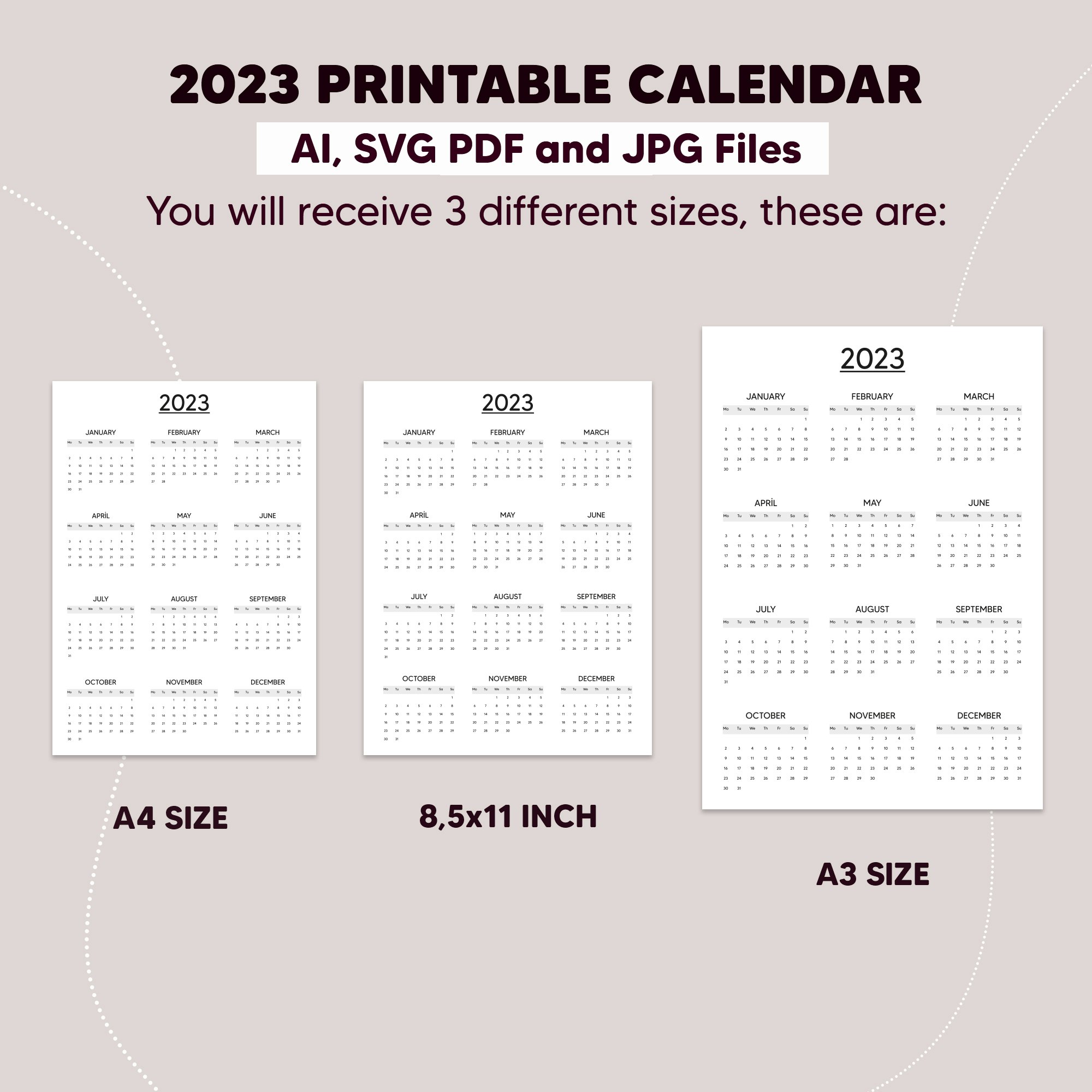2023 Drukbare jaarlijkse kalender - 2023 Drukbare jaarlijkse kalender media 4