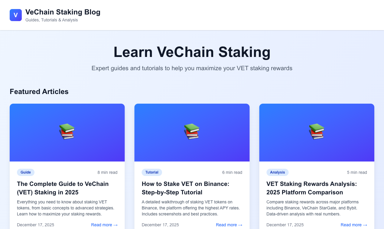 VET Staking Calculator - Screenshot 3 showing product features and functionality