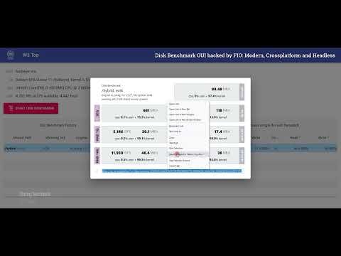 Web-based GUI for fio disk benchmark gallery image