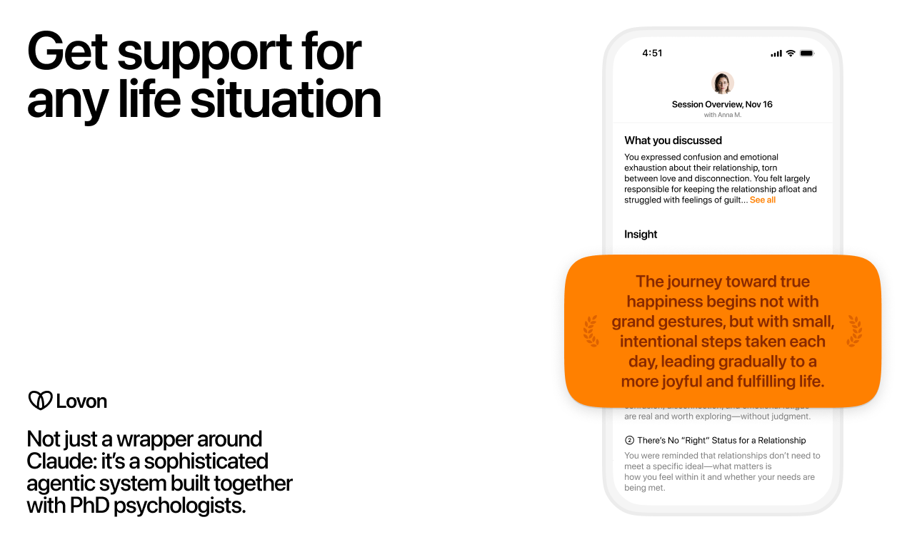 Lovon AI Therapy - Screenshot 3 showing product features and functionality