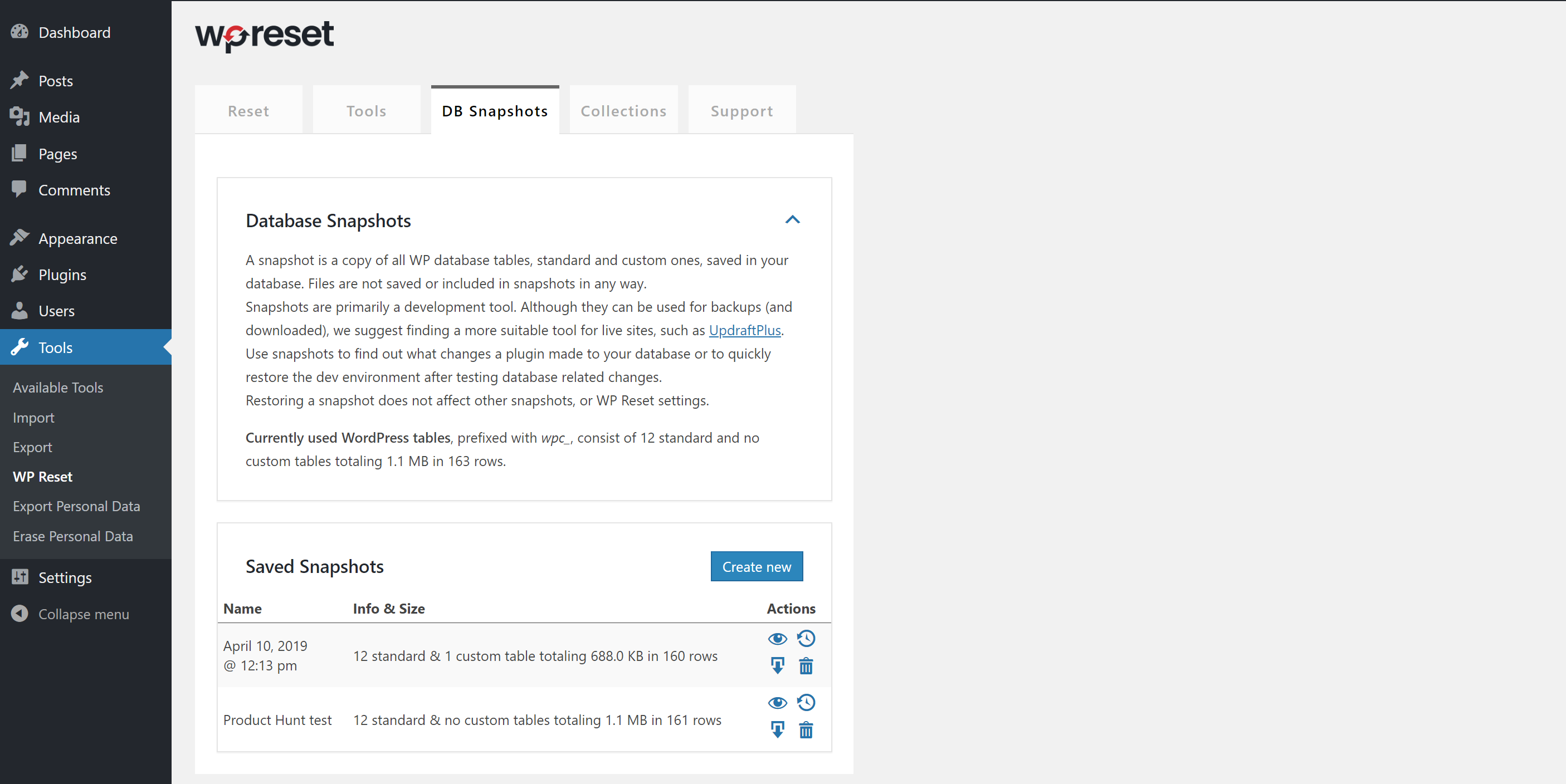 WP Reset gallery image