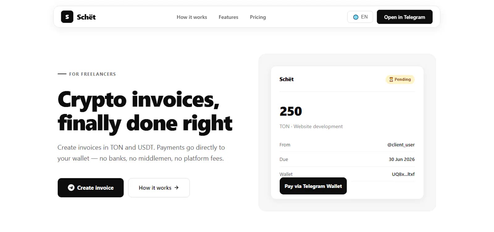 Schёt — Crypto Invoices screenshot 1