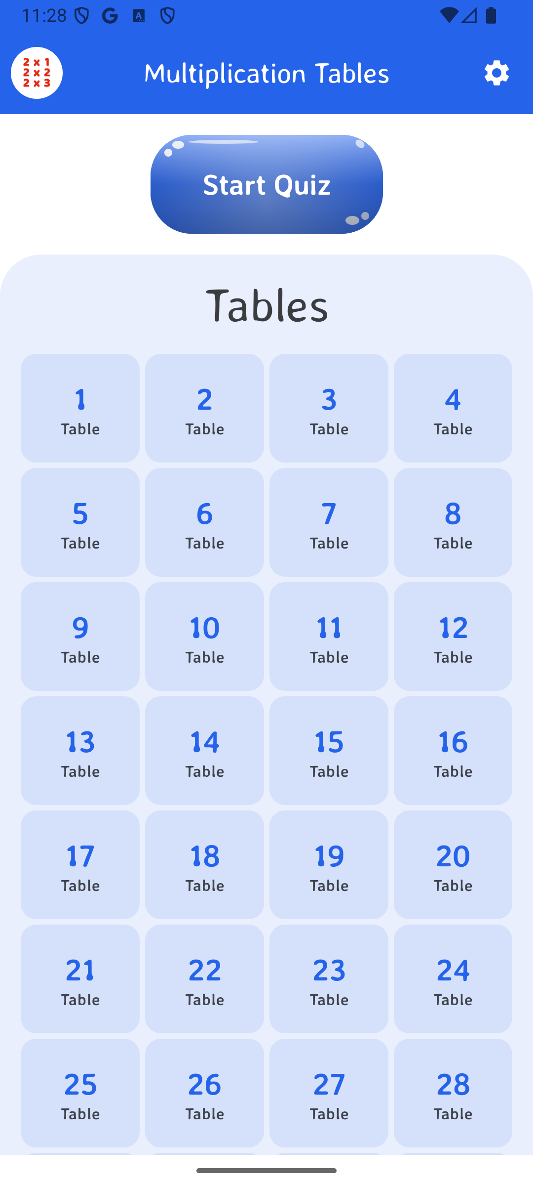 Multiplication Tables 1-100 Android App gallery image