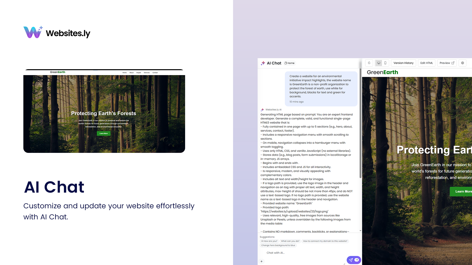 Websites.ly - Screenshot 2 showing product features and functionality