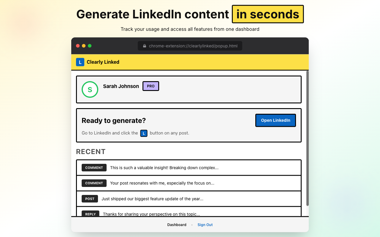 Clearly Linked - Main product screenshot demonstrating key features and user interface