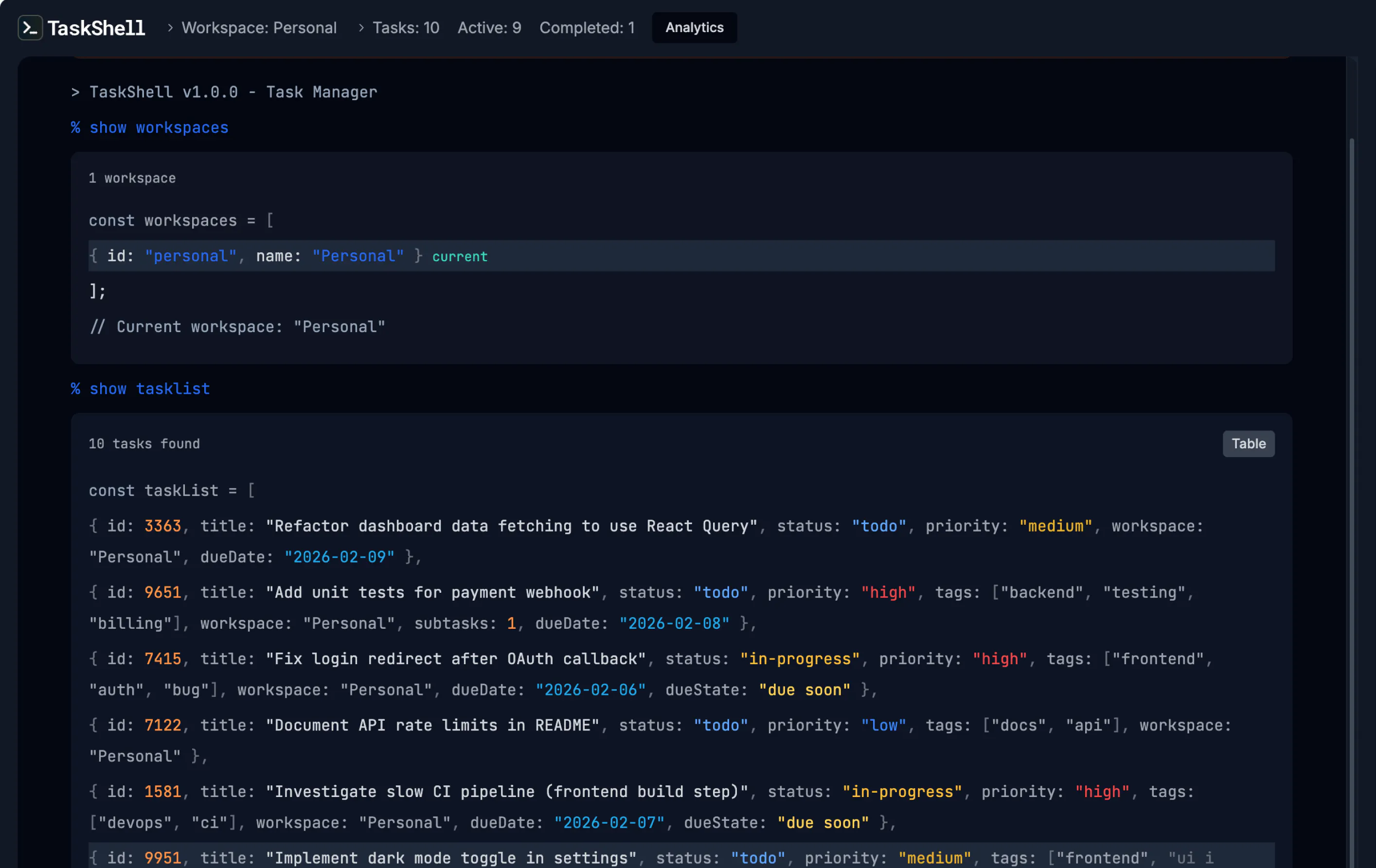 TaskShell: A terminal/IDE-inspired task manager that keeps you in flow ...