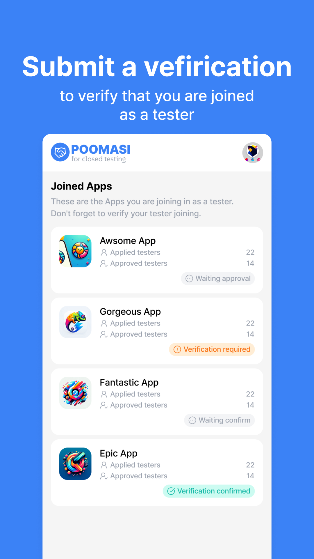 Média Poomas - Aider mutuellement pour les tests fermés Android 5