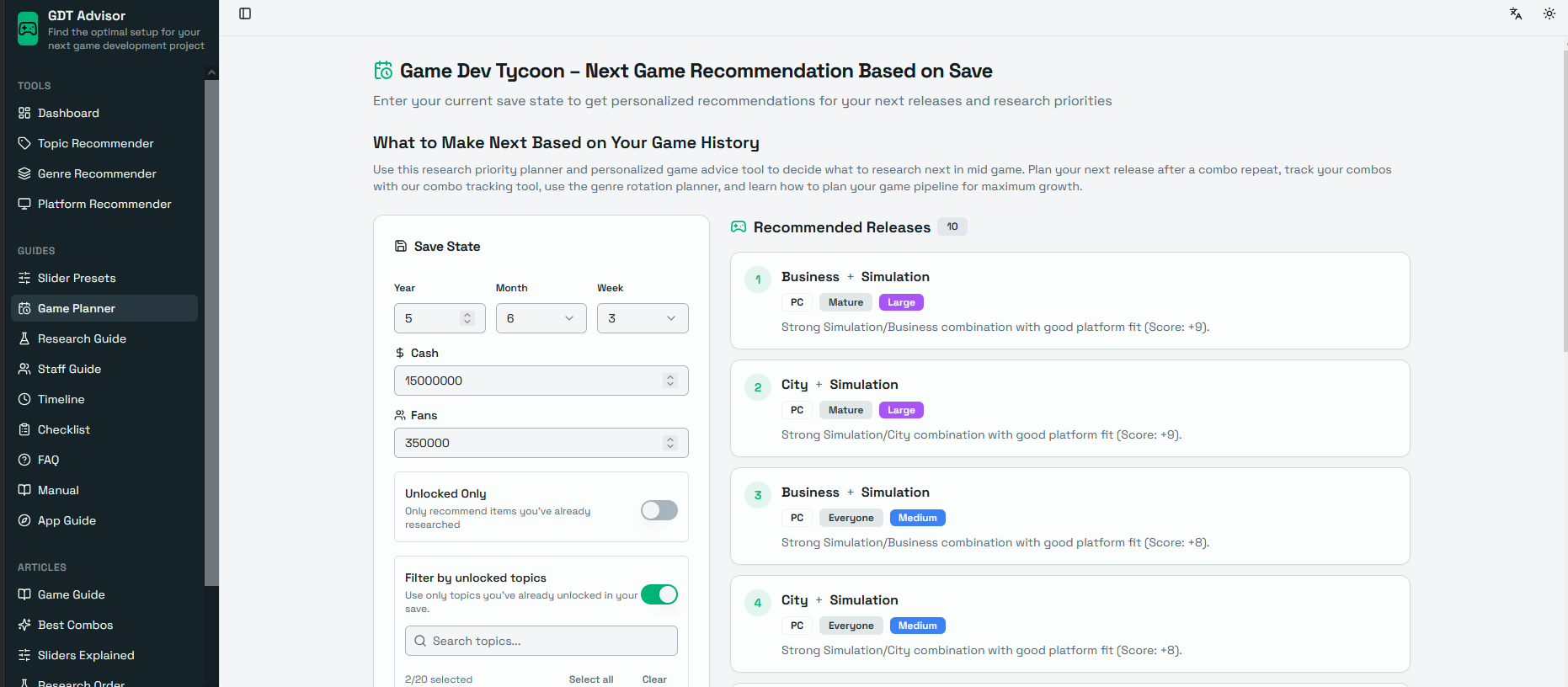 Game Dev Tycoon Advisor gallery image