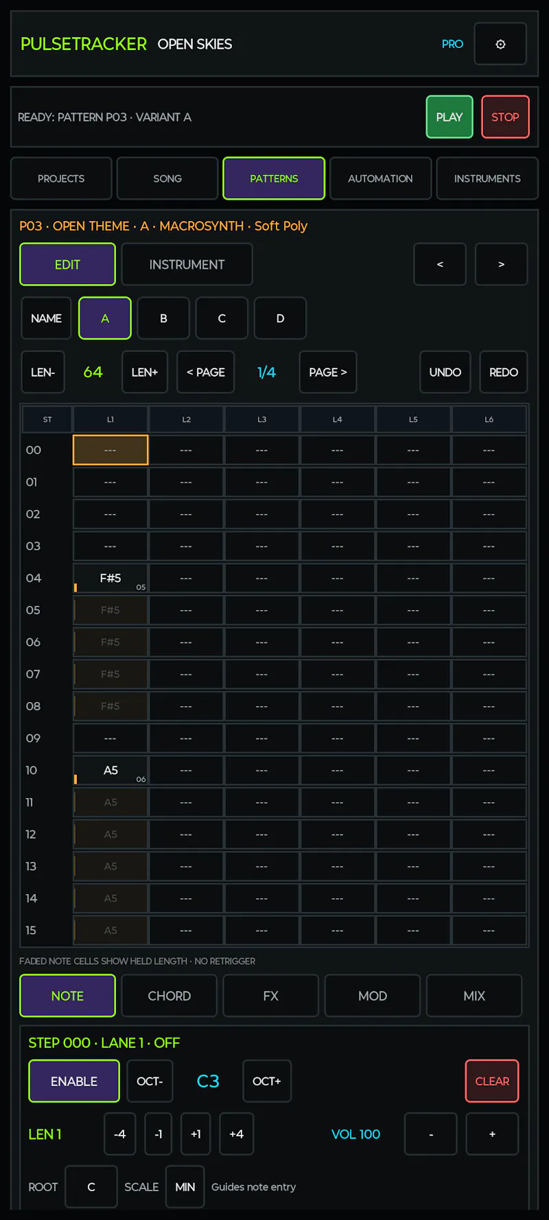 Pulse Tracker - android music tracker screenshot 3