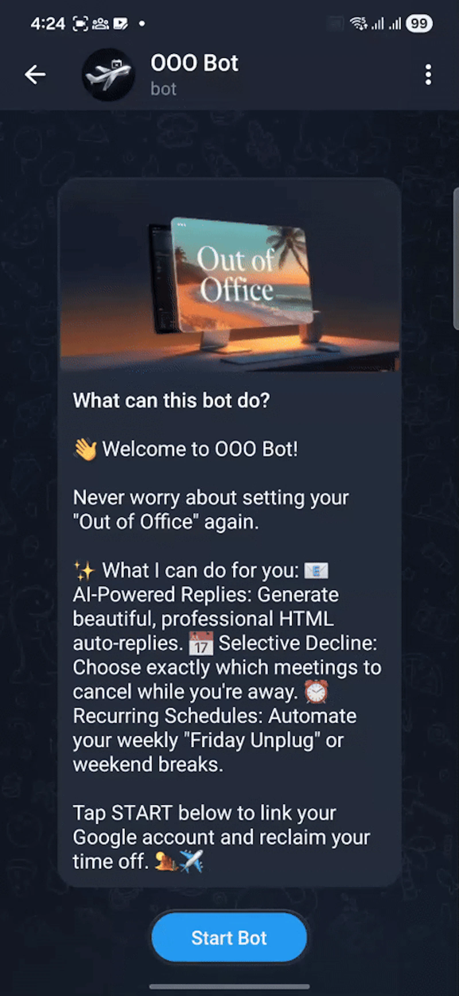 OOO Bot screenshot 1 (video preview)