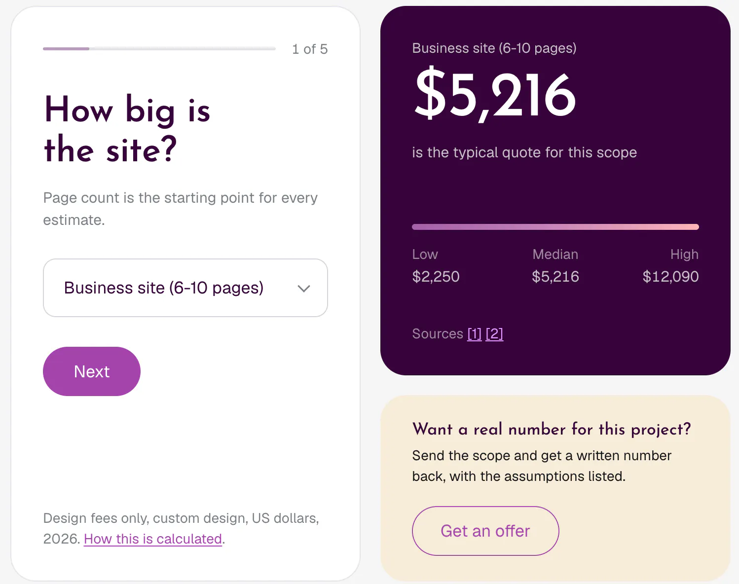 Web Design Cost Calculator gallery image