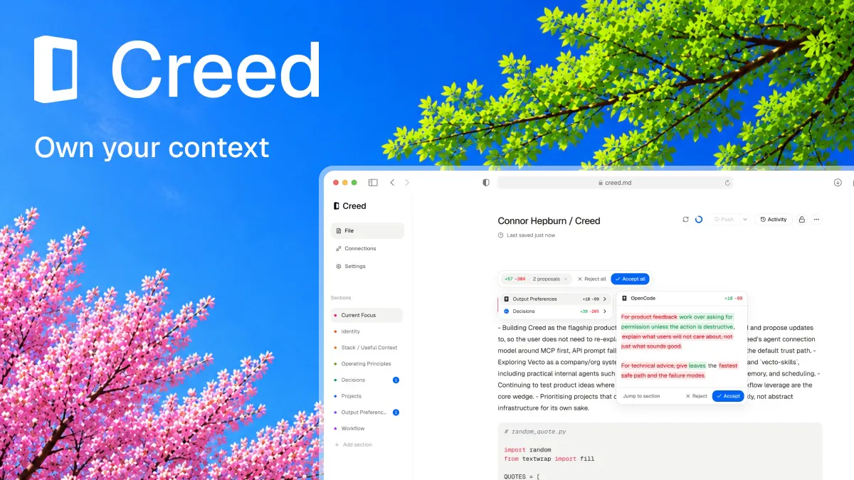 startuptile Creed-Your personal context file for every agent.