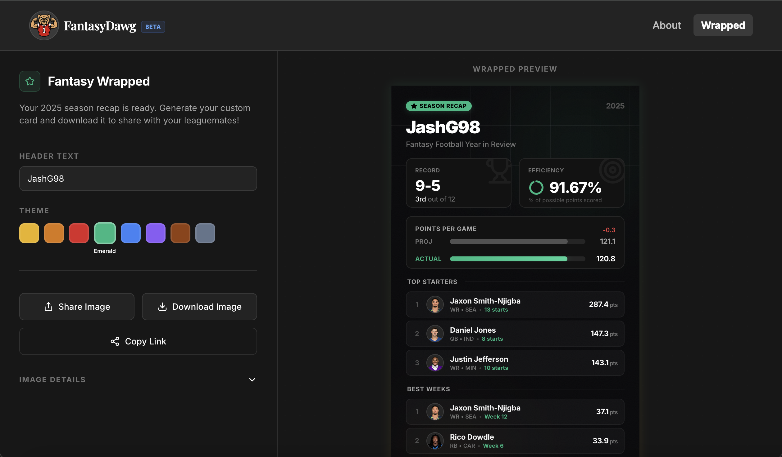 Fantasy Dawg - Screenshot 4 showing product features and functionality