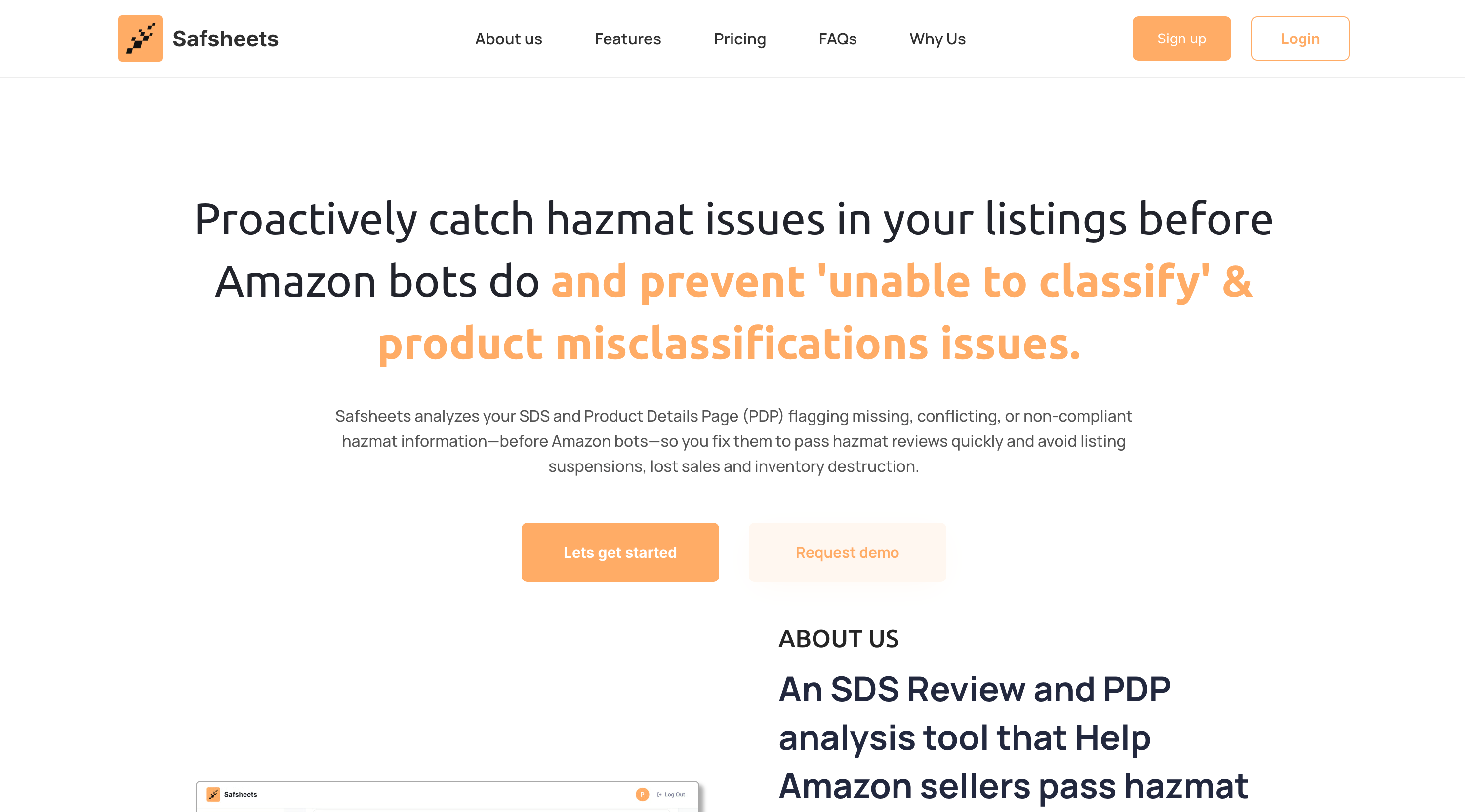 Safsheets - Screenshot 2 showing product features and functionality