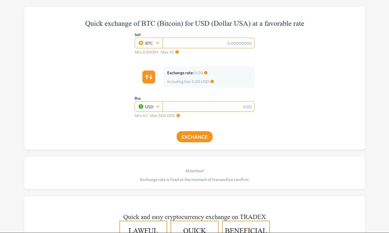 Tradex - 암호화를 빠르게 거래하고 안전합니다.낮은 수수료.피아트 친화적. 미디어 1
