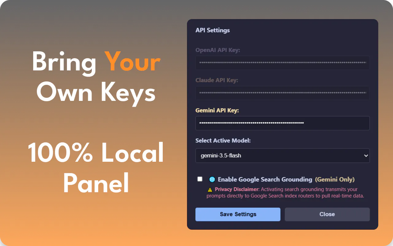 YourKey AI: BYOK Side Panel gallery image