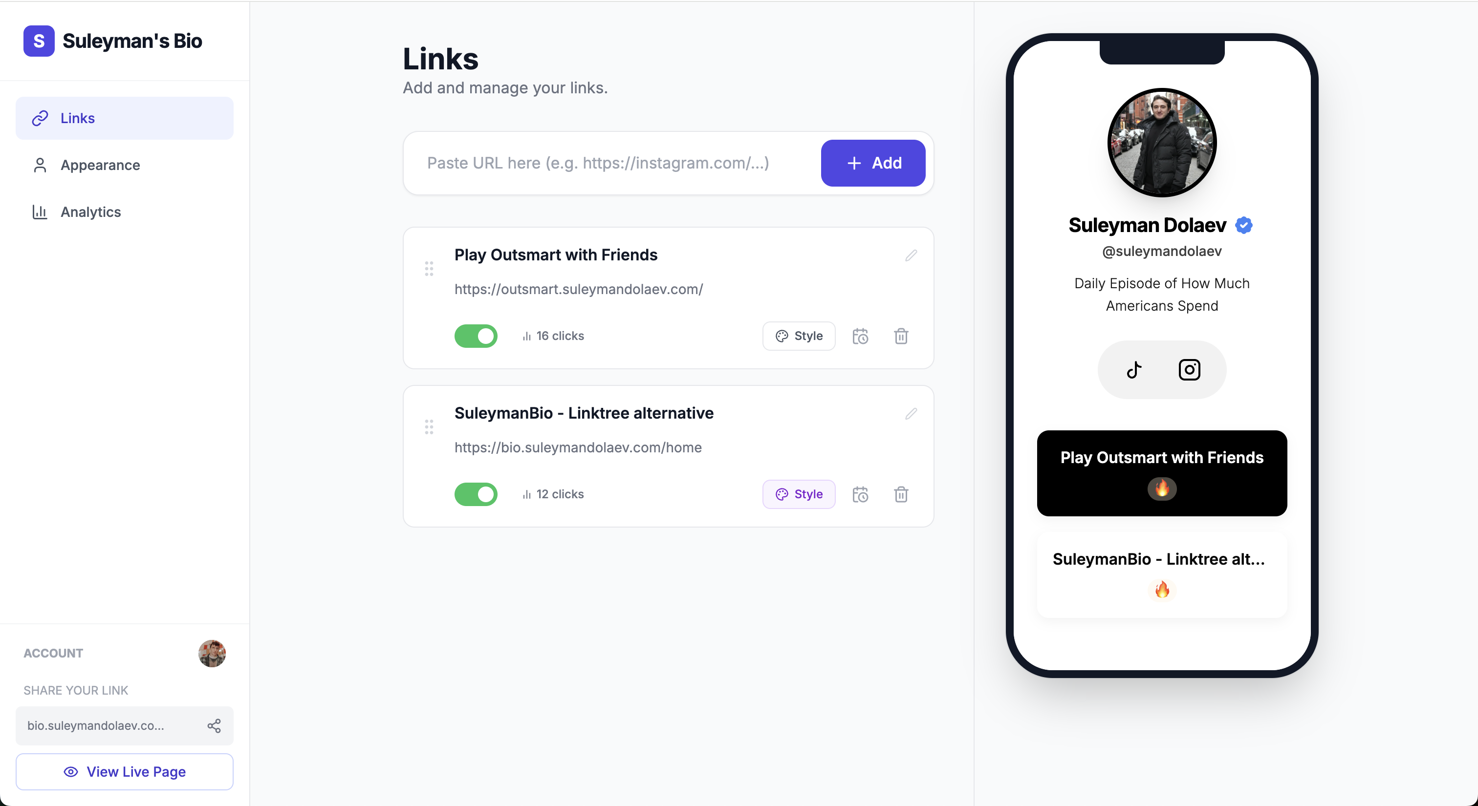Suleyman Bio - Screenshot 3 showing product features and functionality