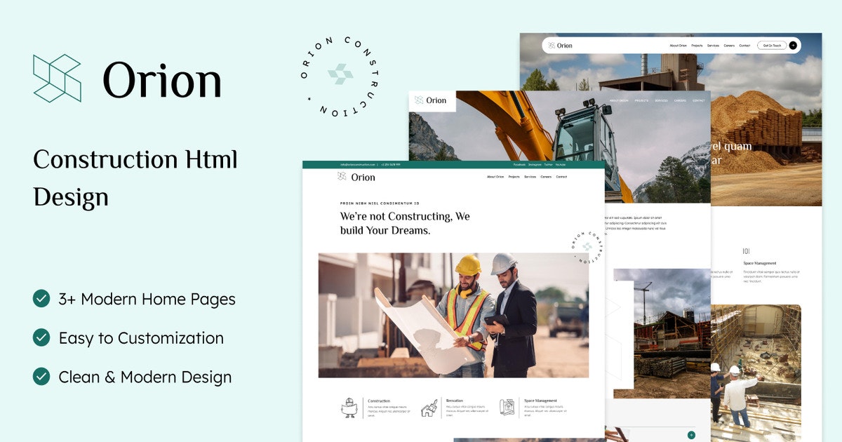 Modelo HTML do Site de Construção Orion