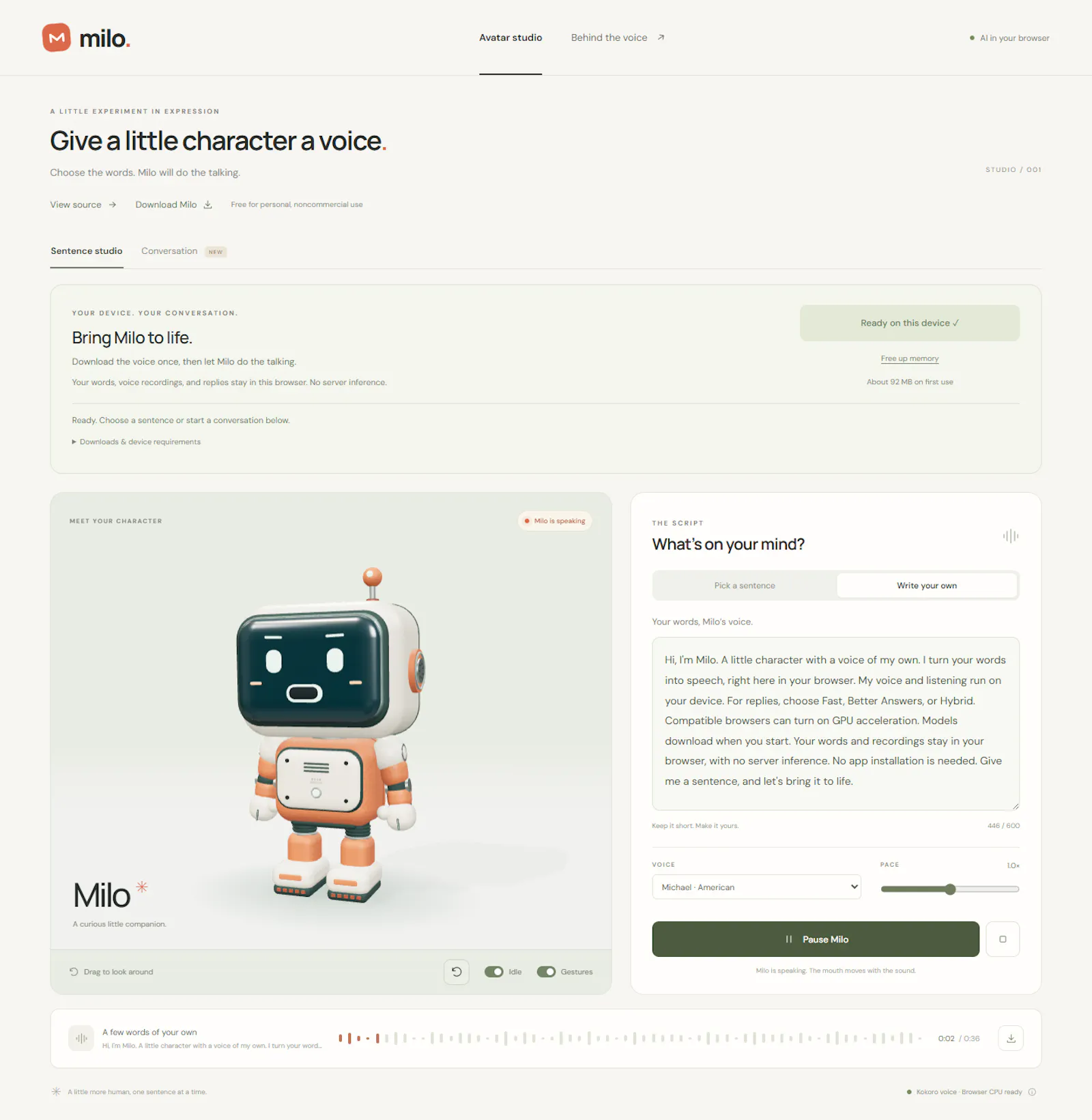 Milo screenshot 2
