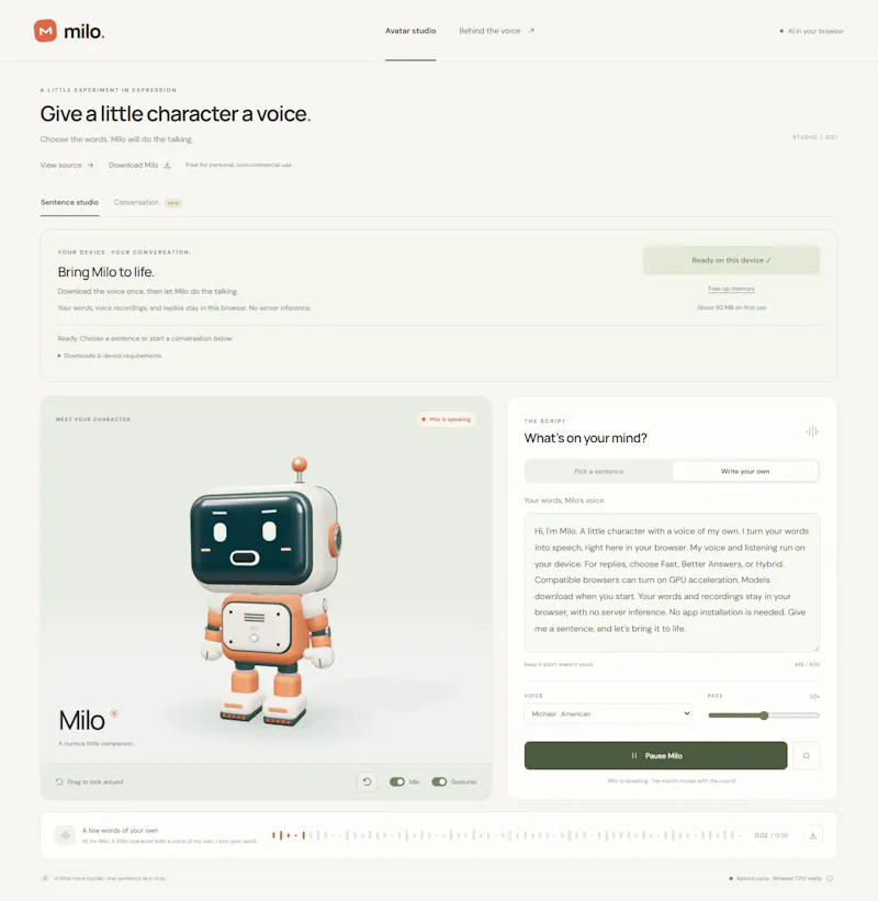 Milo screenshot 2