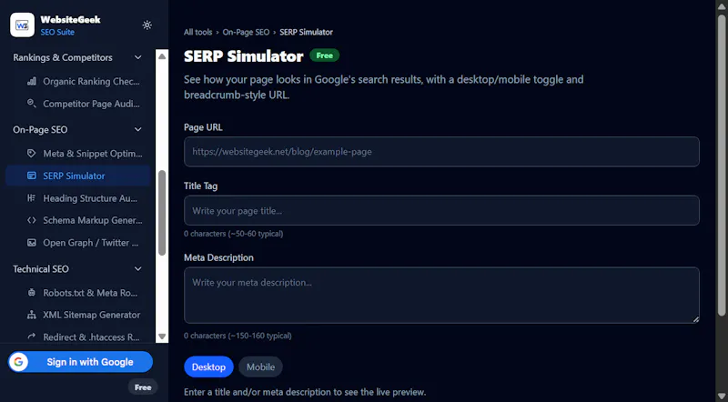 WebsiteGeek SEO Suite screenshot 4