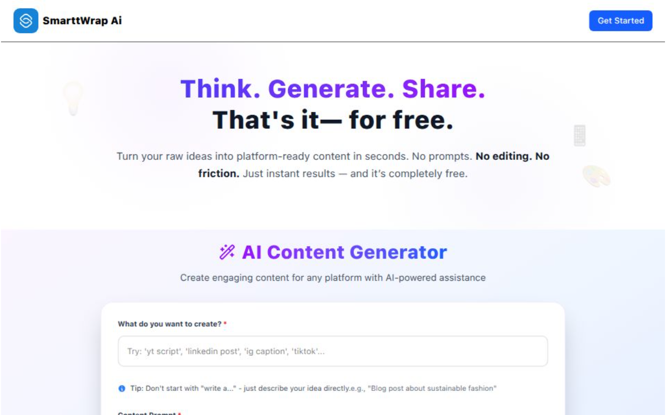 Smarttwrap ai - Convierta sus ideas en bruto en contenido listo para la plataforma en segundos media 2