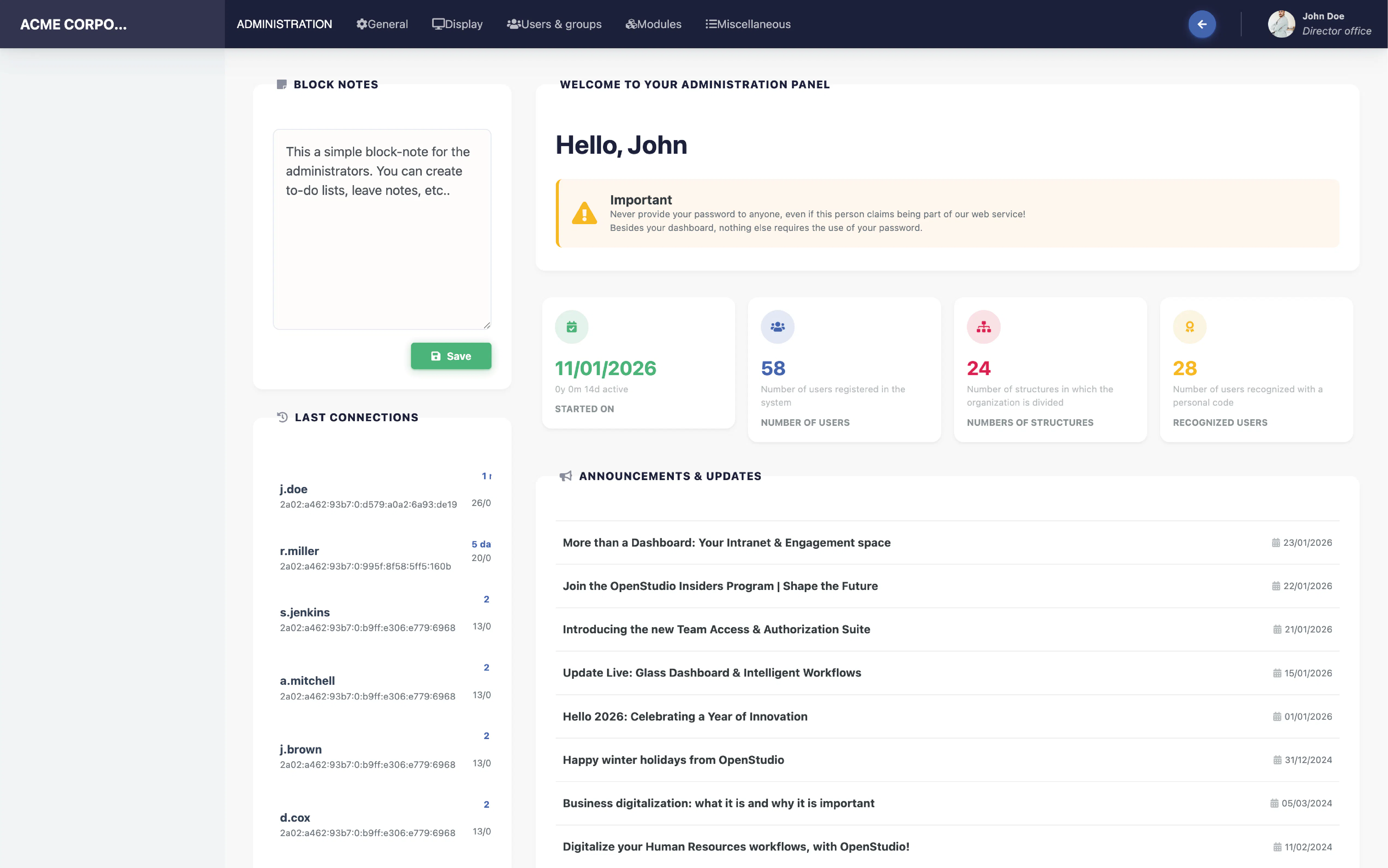 OpenStudio business management software gallery image