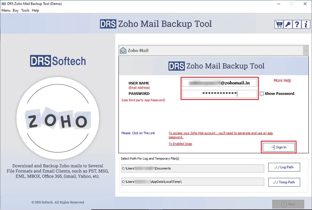 Strumento di migrazione di MigrateEmails Zoho media 1