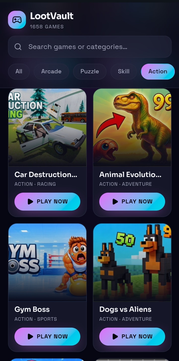 LootVault — 1600+ Free Browser Games gallery image