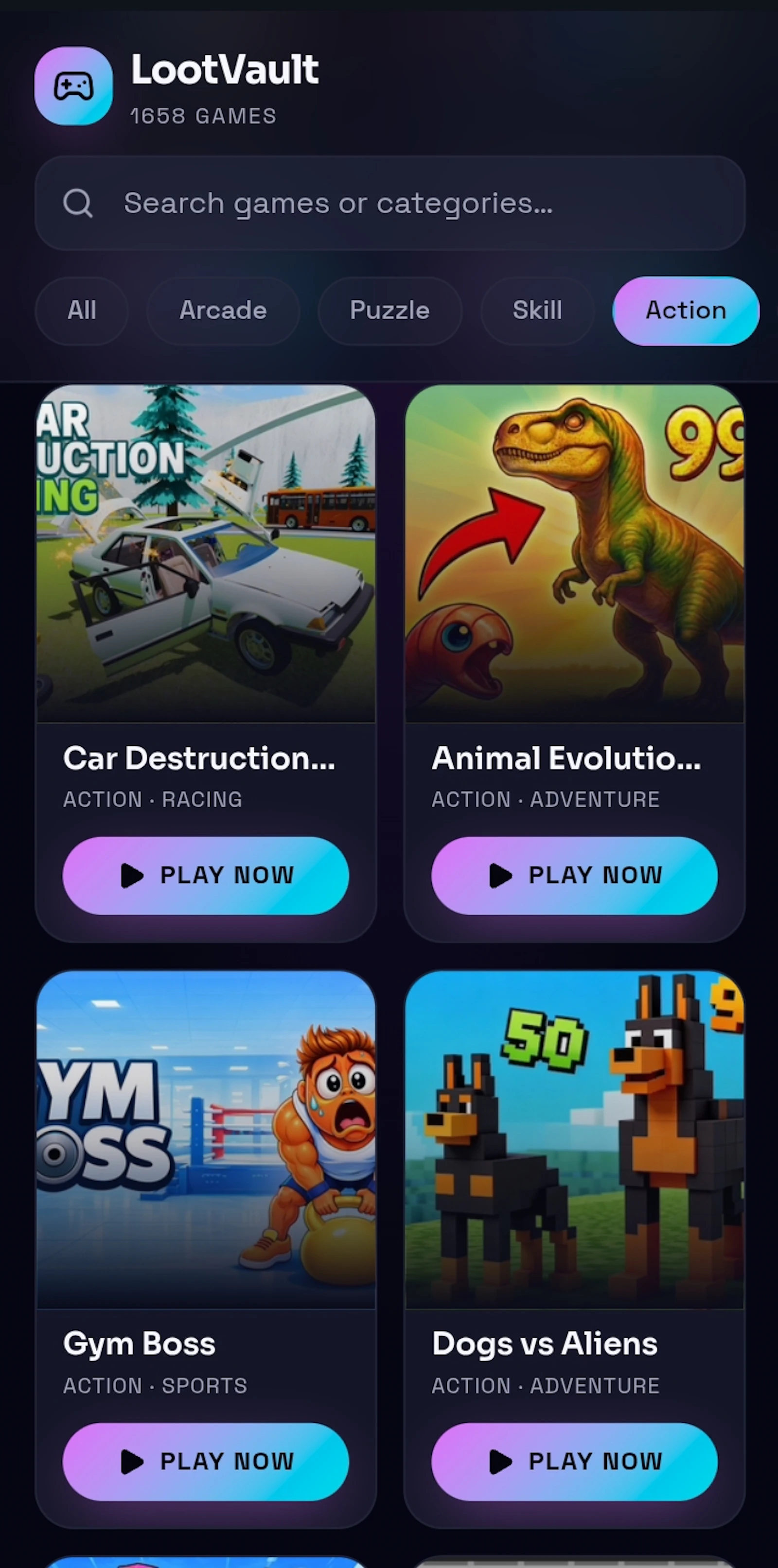 LootVault — 1600+ Free Browser Games screenshot 5